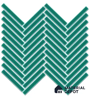 Mosaic Floor & Wall Herring Bone Tile TL 10644 AH | 275.8x301.9 mm (Chip Size 12x93 mm) Glossy Finish Porcelain Tile - 8 mm | Suitable For Outdoor, Swimming Pool Area