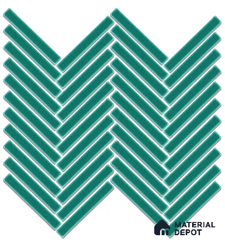 Mosaic Floor & Wall Herring Bone Tile TL 10644 AH | 275.8x301.9 mm (Chip Size 12x93 mm) Glossy Finish Porcelain Tile - 8 mm | Suitable For Outdoor, Swimming Pool Area