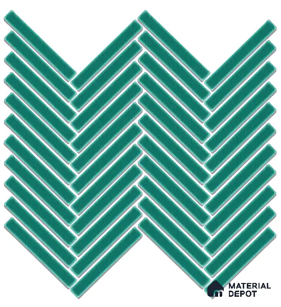 Mosaic Floor & Wall Herring Bone Tile TL 10644 AH | 275.8x301.9 mm (Chip Size 12x93 mm) Glossy Finish Porcelain Tile - 8 mm | Suitable For Outdoor, Swimming Pool Area