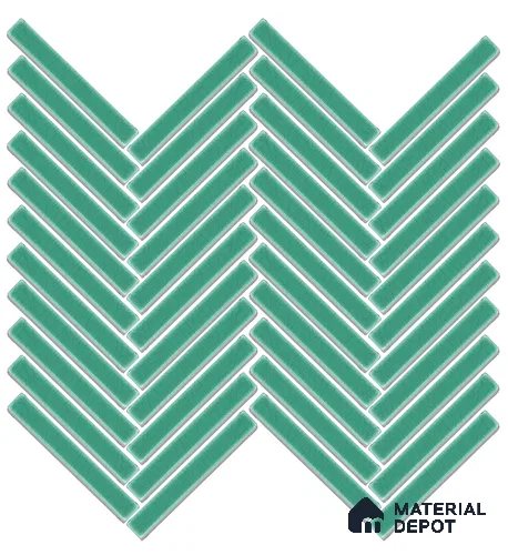 Mosaic Floor & Wall Herring Bone Tile TL 10644 AG | 275.8x301.9 mm (Chip Size 12x93 mm) Glossy Finish Porcelain Tile - 8 mm | Suitable For Outdoor, Swimming Pool Area
