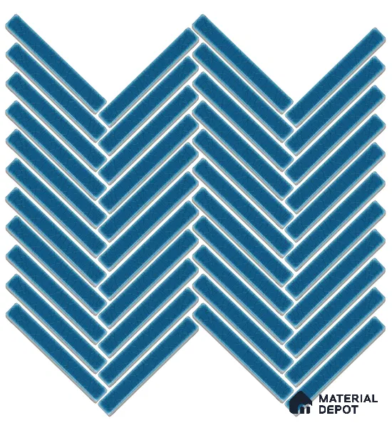 Mosaic Floor & Wall Herring Bone Tile TL 10644 AL | 275.8x301.9 mm (Chip Size 12x93 mm) Glossy Finish Porcelain Tile - 8 mm | Suitable For Outdoor, Swimming Pool Area