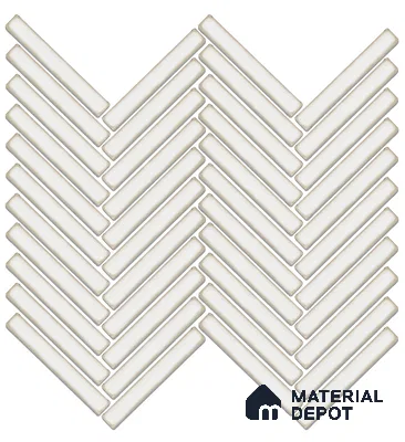 Mosaic Floor & Wall Herring Bone Tile TL 10644 AY | 275.8x301.9 mm (Chip Size 12x93 mm) Glossy Finish Porcelain Tile - 8 mm | Suitable For Outdoor, Swimming Pool Area