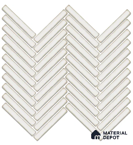 Mosaic Floor & Wall Herring Bone Tile TL 10644 AY | 275.8x301.9 mm (Chip Size 12x93 mm) Glossy Finish Porcelain Tile - 8 mm | Suitable For Outdoor, Swimming Pool Area