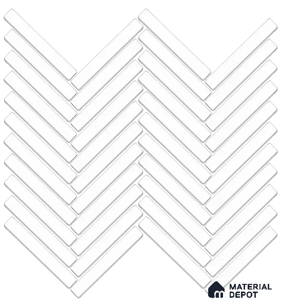 Mosaic Floor & Wall Herring Bone Tile TL 10644 B | 275.8x301.9 mm (Chip Size 12x93 mm) Glossy Finish Porcelain Tile - 8 mm | Suitable For Outdoor, Swimming Pool Area