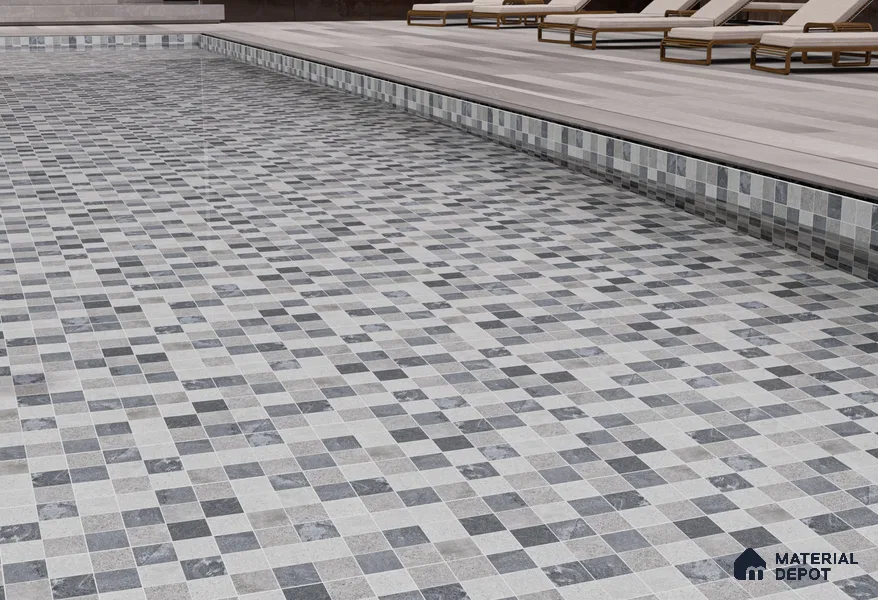Mosaic Floor & Wall Tile TL 10599 H | 299 x 299 mm (Chip Size 48x48 mm) Matte Finish Porcelain Tile - 6 mm | Suitable For Outdoor, Swimming Pool Area
