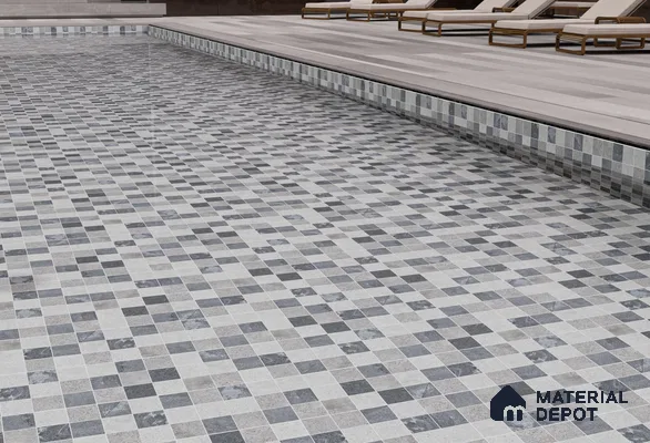 Mosaic Floor & Wall Tile TL 10599 I | 55 X 210 mm (Chip Size  mm) Matte Finish Porcelain Tile - 6 mm | Suitable For Outdoor, Swimming Pool Area