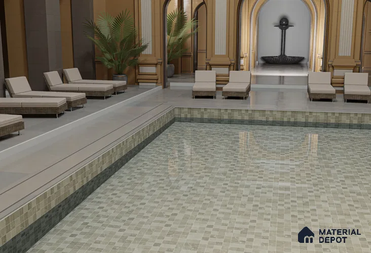 Mosaic Floor & Wall Tile TL 10599 L | 55 X 210 mm (Chip Size  mm) Matte Finish Porcelain Tile - 6 mm | Suitable For Outdoor, Swimming Pool Area