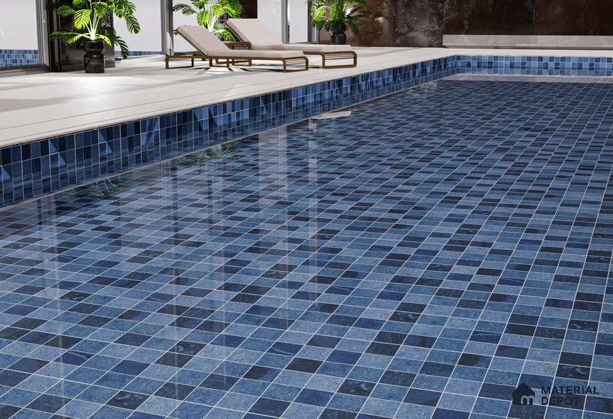 Mosaic Floor & Wall Tile TL 10599 D | 301 x 301 mm (Chip Size 98x98 mm) Matte Finish Porcelain Tile - 6 mm | Suitable For Outdoor, Swimming Pool Area
