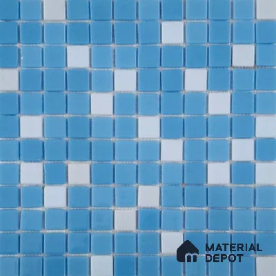 Swimming Pool Mosaic Tile TL 10637 | 317.6 x 317.6 mm (Chip Size 25x25 mm) Glossy Finish Glass Tile - 5 mm | Suitable For Bathroom, Pool, Kitchen