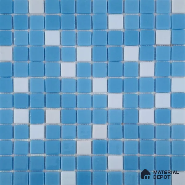 Swimming Pool Mosaic Tile TL 10637 | 317.6 x 317.6 mm (Chip Size 25x25 mm) Glossy Finish Glass Tile - 5 mm | Suitable For Bathroom, Pool, Kitchen