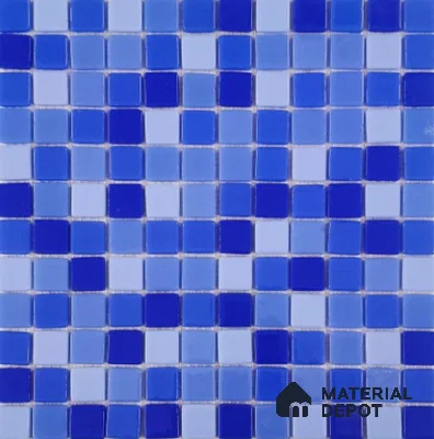 Swimming Pool Mosaic Tile TL 10635 | 317.6 x 317.6 mm (Chip Size 25x25 mm) Glossy Finish Glass Tile - 5 mm | Suitable For Bathroom, Pool, Kitchen