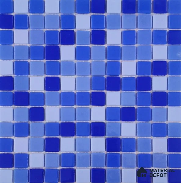 Swimming Pool Mosaic Tile TL 10635 | 317.6 x 317.6 mm (Chip Size 25x25 mm) Glossy Finish Glass Tile - 5 mm | Suitable For Bathroom, Pool, Kitchen