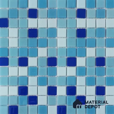Swimming Pool Mosaic Tile TL 10639 | 317.6 x 317.6 mm (Chip Size 25x25 mm) Glossy Finish Glass Tile - 5 mm | Suitable For Bathroom, Pool, Kitchen