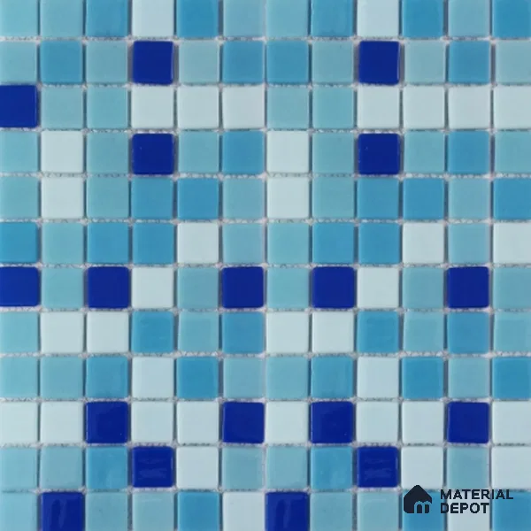 Swimming Pool Mosaic Tile TL 10639 | 317.6 x 317.6 mm (Chip Size 25x25 mm) Glossy Finish Glass Tile - 5 mm | Suitable For Bathroom, Pool, Kitchen