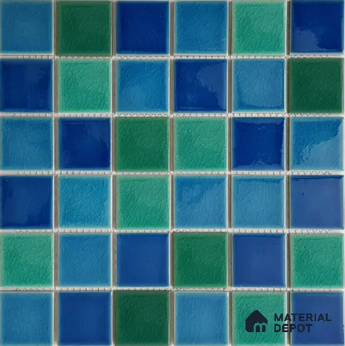 Mosaic Floor & Wall Tile TL 10720 | 303 X 303 mm (Chip Size 98x98 mm) Glossy Finish Porcelain Tile - 8 mm | Suitable For Outdoor, Swimming Pool Area