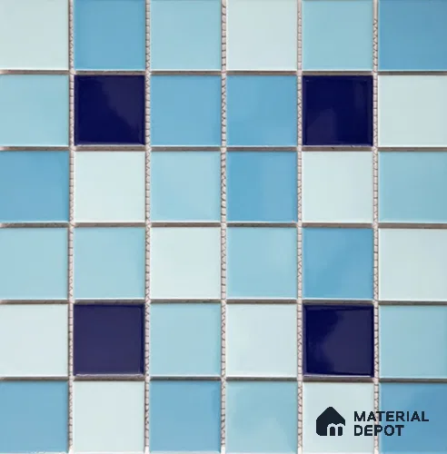 Mosaic Floor & Wall Tile TL 10717 C | 303 X 303 mm (Chip Size 48x48 mm) Glossy Finish Porcelain Tile - 6 mm | Suitable For Outdoor, Swimming Pool Area