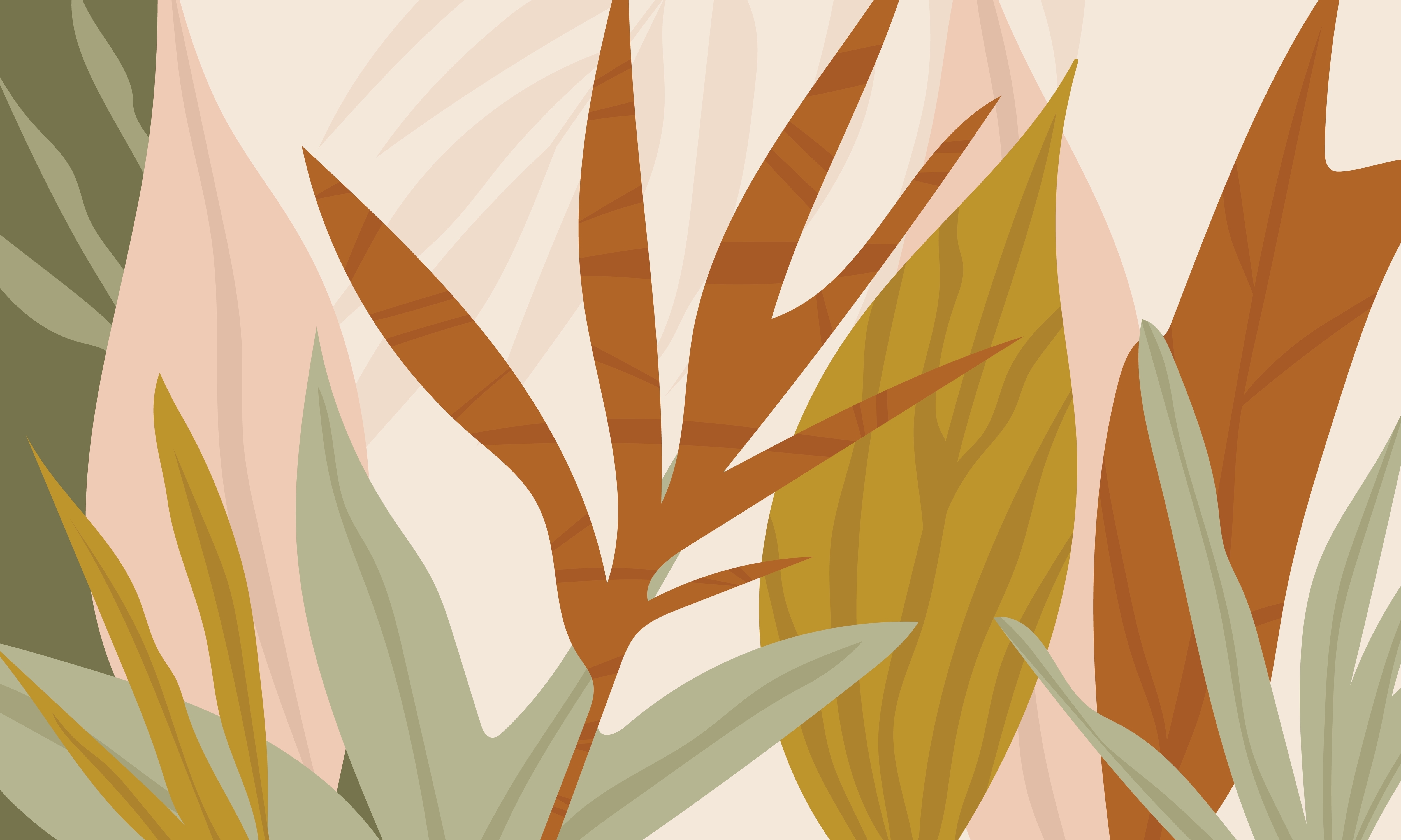 Warm Earth Leaves Wild Pattern | WP 04145 B Non Woven Matte Finish Tropical Style Premium Customized size Wallpaper | 150 GSM WP01MTF Paper | (MOQ = 30 Sq. Ft.)