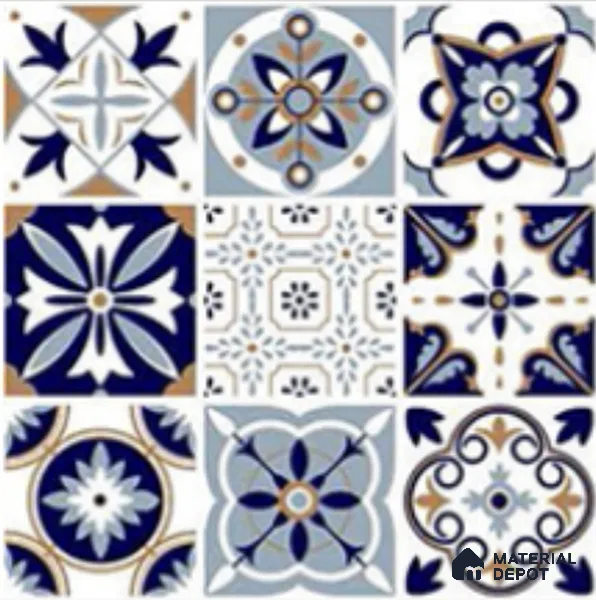 Moroccan Look Tile TL 09688 16x16 inch Matte Finish Vitrified Tile - 12 mm | Pattern Alignment May Vary | 2-3 mm Spacer is Mandatory