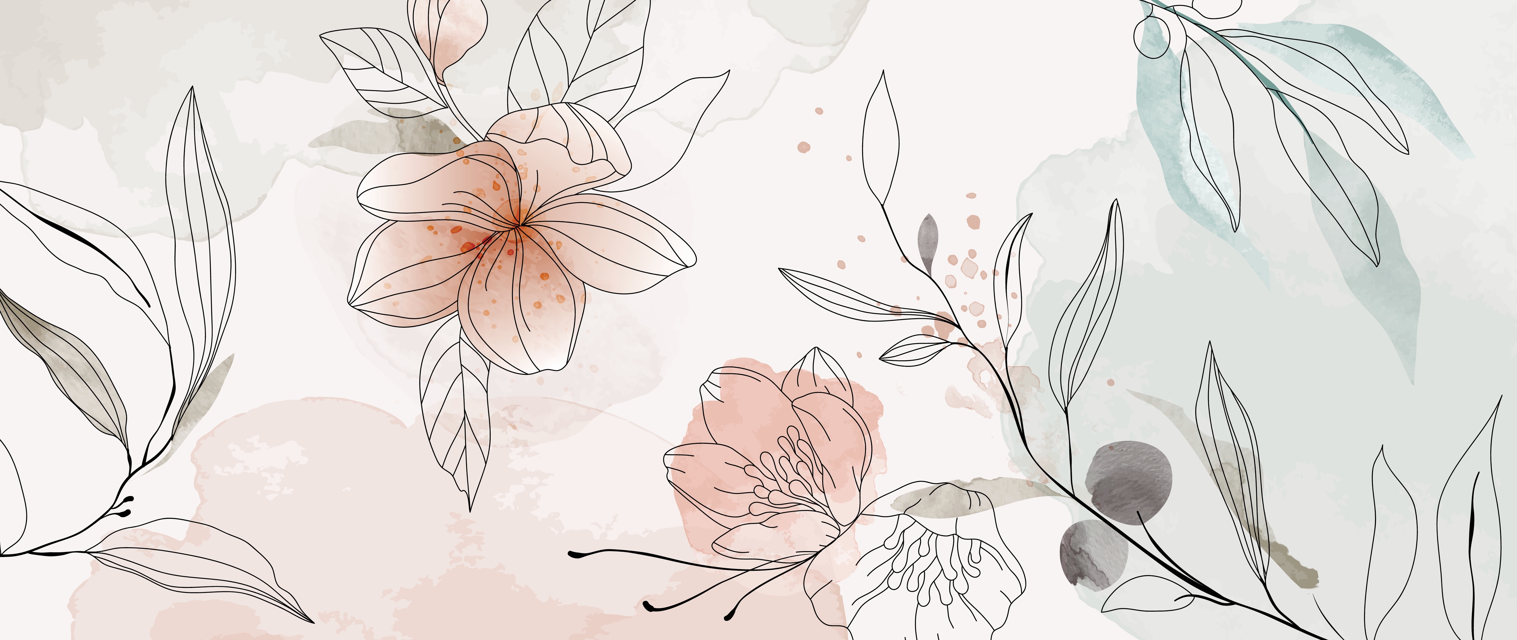 Pause Between Petals Neutral Gray Floral Look | WP 04119 B Non Woven Matte Finish Florals Style Premium Customized size Wallpaper | 150 GSM WP01MTF Paper | (MOQ = 30 Sq. Ft.)