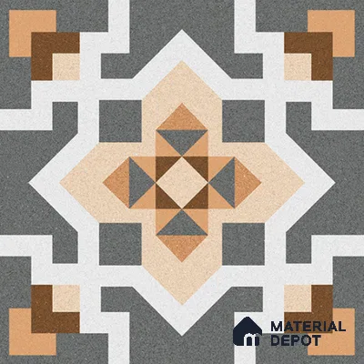 TL 08679 Multi Colour 1.31 ft x 1.31 ft Matte Finish Vitrified Floor Tile - 11 mm | Pattern Alignment May Vary | 2-3 mm Spacer is Mandatory