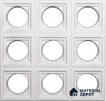 Ice White PU Stone Panel 2 ft x 2 ft Square Rounds Series | PN 06154 CQ Frost Stone Exterior Grade PU Stone Panel | Thickness Varies from 75 mm - 85 mm | Width is Subjected to 5% Variation