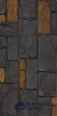 Black PU Stone Panel 4 ft x 2.5 ft Terrado Stone Series | PN 05864 BL Ironclad Stone Interior Grade PU Stone Panel | Thickness Varies from 100 mm - 110 mm | Width is Subjected to 5% Variation