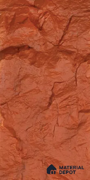 Pumpkin Orange Turkey Stone PU Stone Panel 8 ft x 2 ft Turkey Stone Series | PN 06154 BO Canyon Clay Exterior Grade PU Stone Panel | Thickness Varies from 75 mm - 85 mm | Width is Subjected to 5% Variation