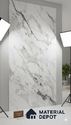 White Marble Look PET Acoustic Panel 9 ft x 2 ft - 5 mm | Suitable for Office, Cinema Halls & Meeting Room | PN 06443