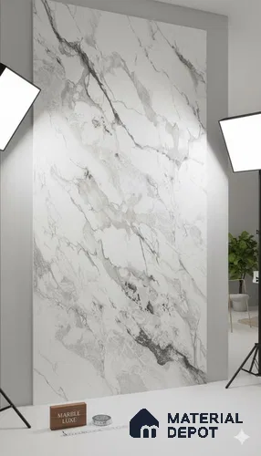 White Marble Look PET Acoustic Panel 9 ft x 2 ft - 5 mm | Suitable for Office, Cinema Halls & Meeting Room | PN 06443