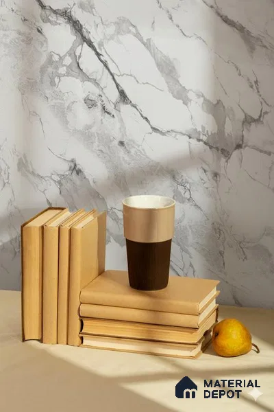 White Marble Look PET Acoustic Panel 9 ft x 2 ft - 5 mm | Suitable for Office, Cinema Halls & Meeting Room | PN 06443