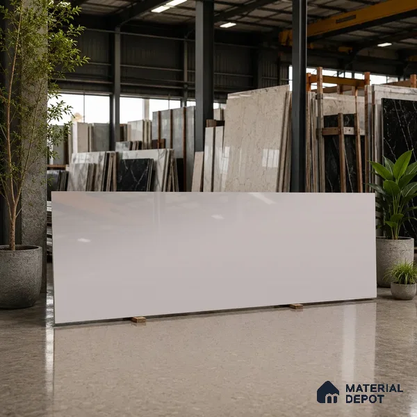 Plain Look Counter Top Slab TL 06040 Viget Gris 8 ft x 2.6 ft mm Full Body Vitrified Glossy Finish - 15 mm | Suitable For Counter Top, Dining Table Top & Window Frame