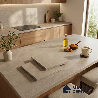 Plain Counter Top Slab TL 10613 Monotone Clay 8 ft x 2.6 ft Full Body Vitrified Matte Finish - 15 mm | Suitable For Counter Top, Dining Table Top & Window Frame