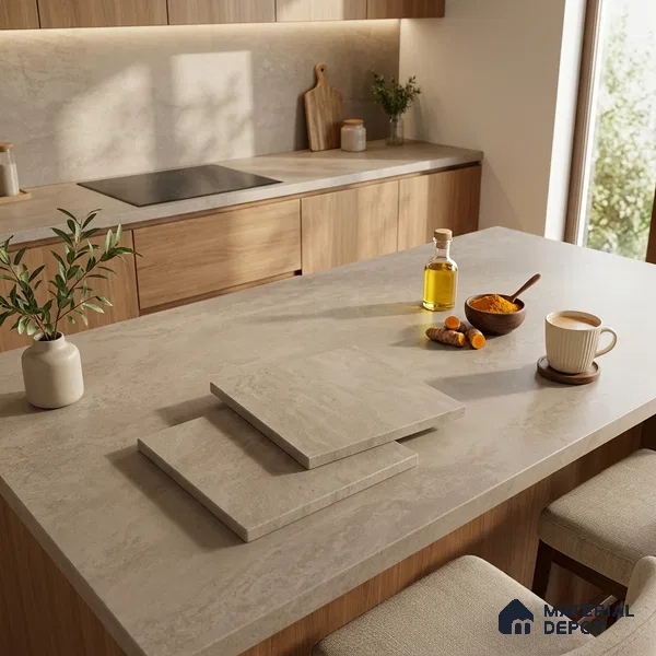 Plain Counter Top Slab TL 10613 Monotone Clay 8 ft x 2.6 ft Full Body Vitrified Matte Finish - 15 mm | Suitable For Counter Top, Dining Table Top & Window Frame