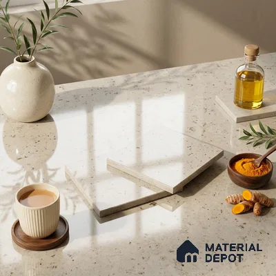 Plain Look Counter Top Slab TL 06024 Crystal White 8 ft x 2.6 ft mm Full Body Vitrified Glossy Finish - 15 mm | Suitable For Counter Top, Dining Table Top & Window Frame
