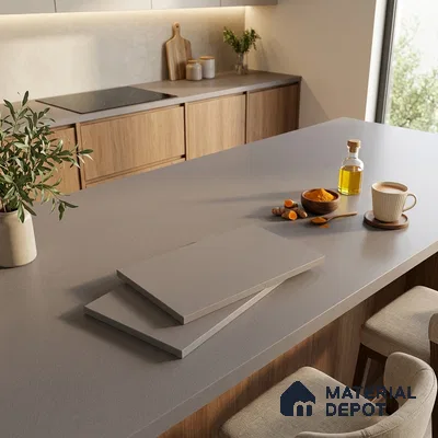 Plain Look Counter Top Slab TL 06025 Epic Graphite 8 ft x 2.6 ft mm Full Body Vitrified Matte Finish - 15 mm | Suitable For Counter Top, Dining Table Top & Window Frame