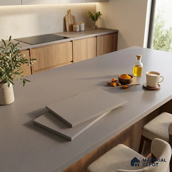Plain Look Counter Top Slab TL 06025 Epic Graphite 8 ft x 2.6 ft mm Full Body Vitrified Matte Finish - 15 mm | Suitable For Counter Top, Dining Table Top & Window Frame