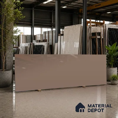 Plain Look Counter Top Slab TL 06027 Epic Moca 8 ft x 2.6 ft mm Full Body Vitrified Glossy Finish - 15 mm | Suitable For Counter Top, Dining Table Top & Window Frame