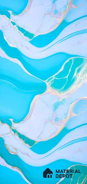 Blue Marble Look UPVC High Gloss Finish UV Marble Polygranite Sheets 8 ft x 4 ft | PG 00085 - 3 mm