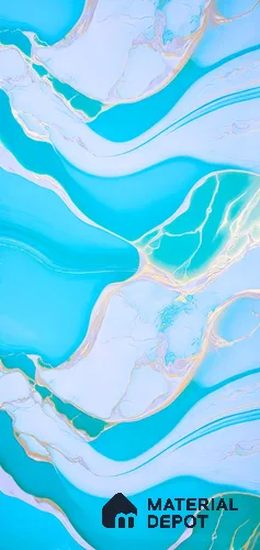 Blue Marble Look UPVC High Gloss Finish UV Marble Polygranite Sheets 8 ft x 4 ft | PG 00085 - 3 mm