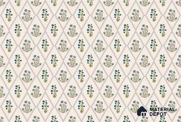 Radiant Hand-Drawn Geometric Flowers Wallpaper Intertwined with Flourishing Florals | WP 05267 B Non Woven | 150 GSM WP01MTF Paper | (MOQ = 30 Sq. Ft.)