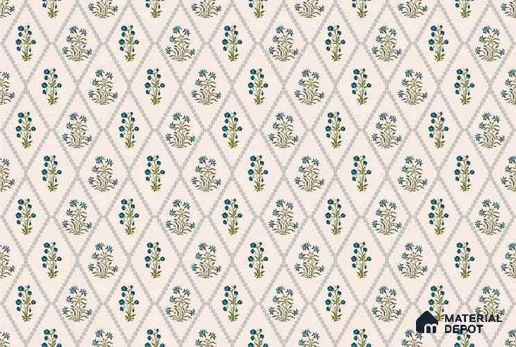 Radiant Hand-Drawn Geometric Flowers Wallpaper Intertwined with Flourishing Florals Wallpaper | Material Depot