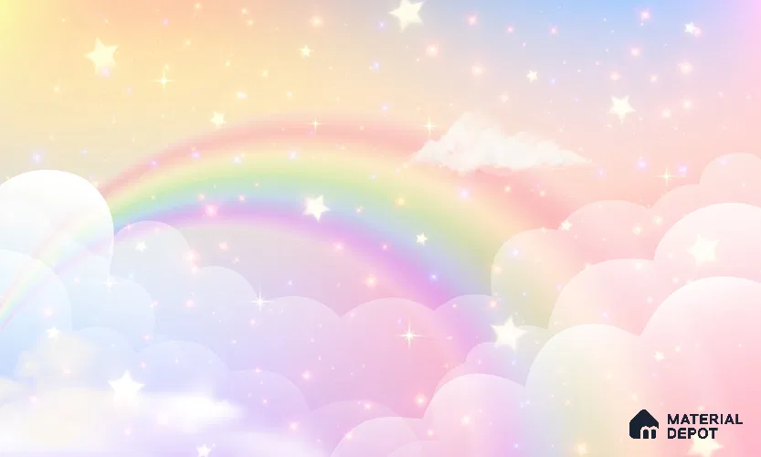Rainbow Fantasy Wallpaper Background with a Soft Holographic Cartoon Glow Wallpaper | Material Depot