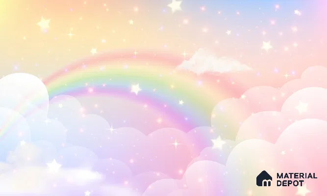 Rainbow Fantasy Wallpaper Background with a Soft Holographic Cartoon Glow | WP 05242 Canvas | 250 GSM WP01CNF Paper | (MOQ = 30 Sq. Ft.)