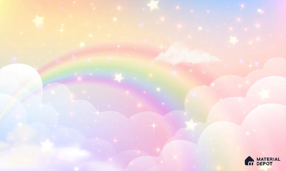 Rainbow Fantasy Wallpaper Background with a Soft Holographic Cartoon Glow | WP 05242 Canvas | 250 GSM WP01CNF Paper | (MOQ = 30 Sq. Ft.)