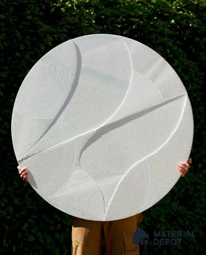 Ripple Orb – 3D Textured Circular Wall Panel 3.5 ft x 3.5 ft CNC Made CNC Duco Paintable HDHMR - 25 mm