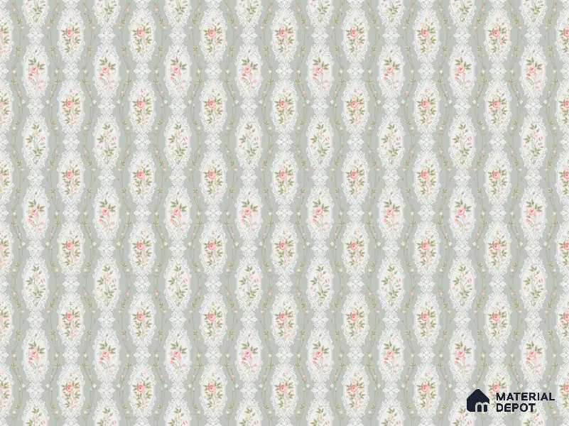 Seamless Elegance of Roses and Lace Borders Wallpaper in Timeless Floral Design | WP 05263 Canvas | 250 GSM WP01CNF Paper | (MOQ = 30 Sq. Ft.)