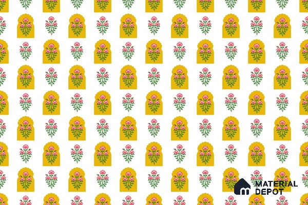 Seamless Mughal Jharoka Bloom Pattern Wallpaper with Intricate Floral Motifs | WP 05256 B Non Woven | 150 GSM WP01MTF Paper | (MOQ = 30 Sq. Ft.)