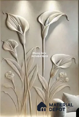 Duco Paintable Serene Calla Bloom Bas-Relief Wall Panel 6 ft x 4.5 ft CNC Made HDHMR Panel - 25 mm