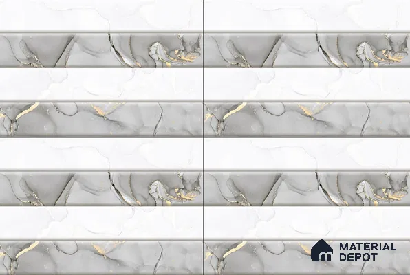Marble Wall Tile TL 01915 F Chalk White Highlighter 18 x 12 inch Glossy Finish Ceramic Tile - 6 mm