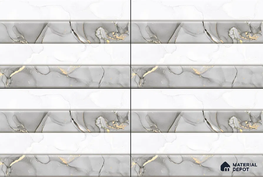 Marble Wall Tile TL 01915 F Chalk White Highlighter 18 x 12 inch Glossy Finish Ceramic Tile - 6 mm